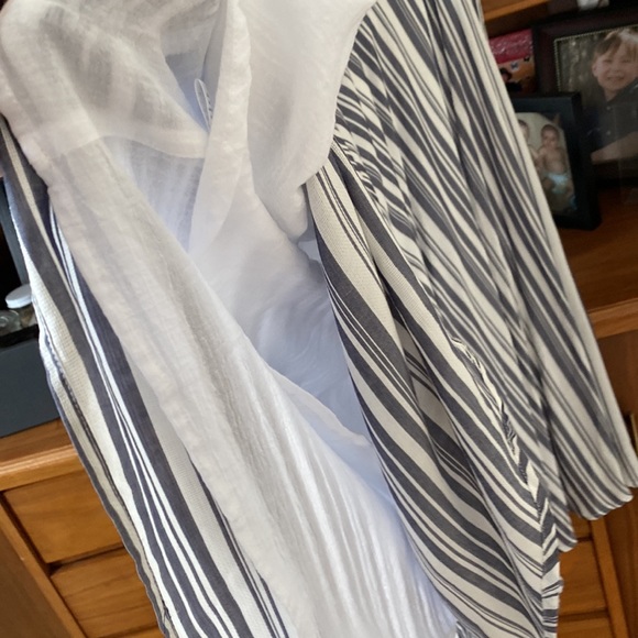 Gentle Fawn Mischa Dress White Blue Stripes Knee Length Asymmetrical Hem - Picture 9 of 10